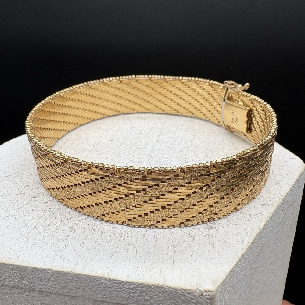Veronese Italy 925 Vermeil Woven Mesh Bracelet 8.5" 15.4mm Heavy 45.54g